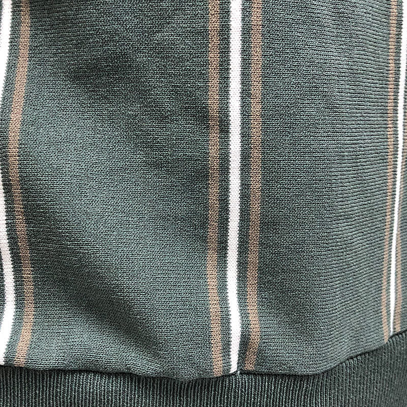 Striped Contrast Stitching Short Sleeve Polo Shirt