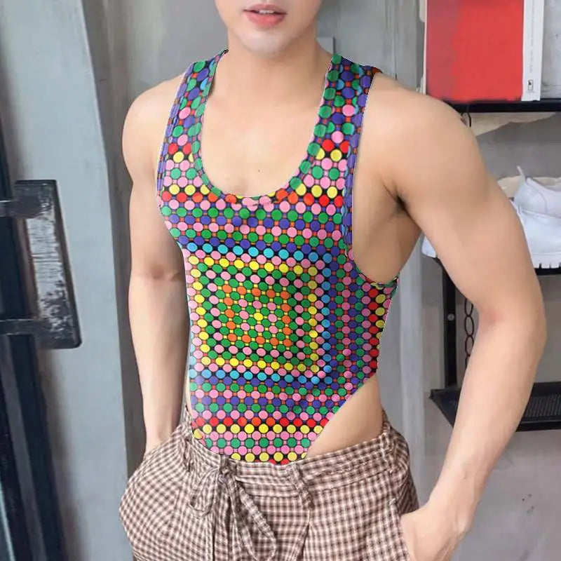 Dots Printing Colorful O-neck Bodysuit