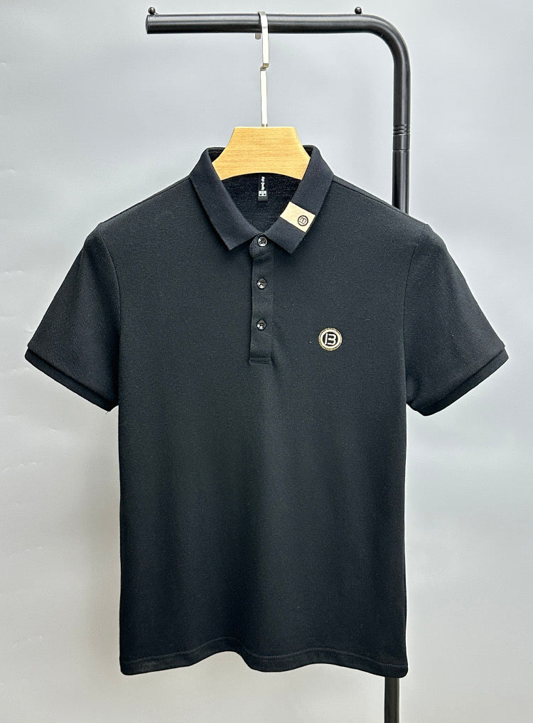 Solid 100% Cotton Letter Embroidery Polo Shirt