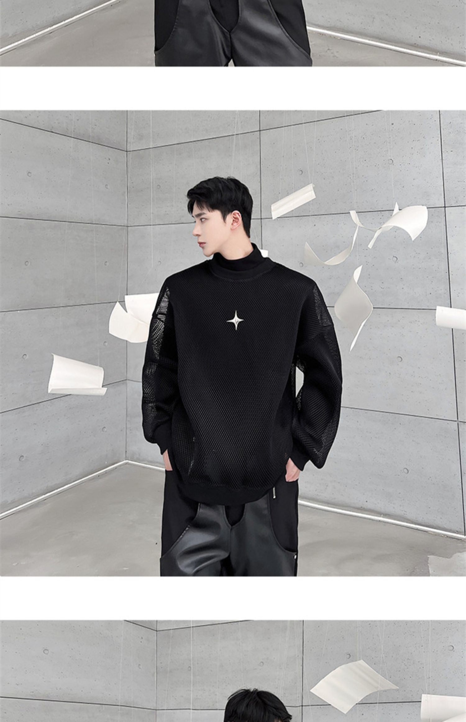 Star Darkwear Mesh Hollow Sweatshirt