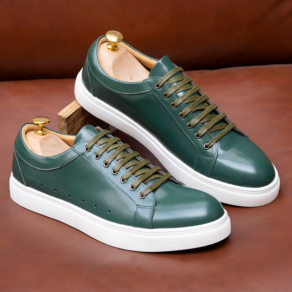 Solid Patent Leather Lace-up Sneakers