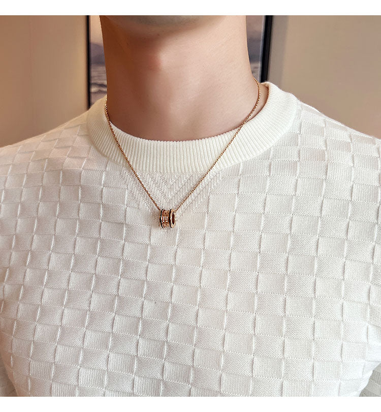 Dark Marmalade Plaid Knit Sweater