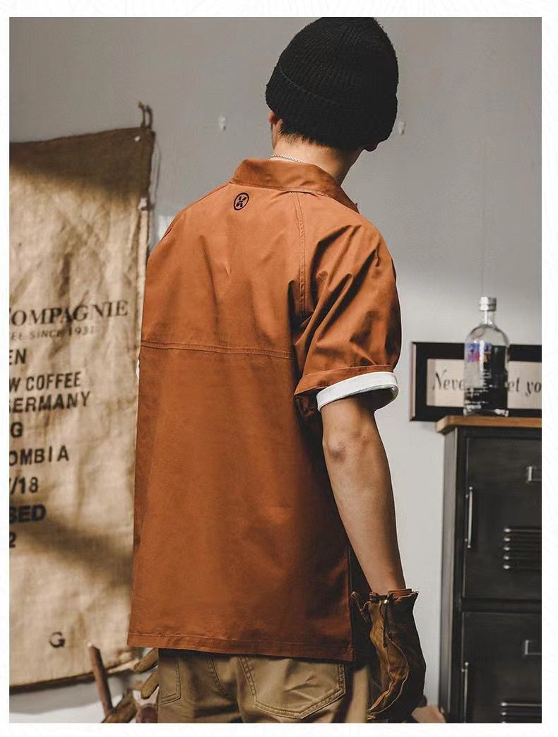 Safari Style Loose Solid Shirt