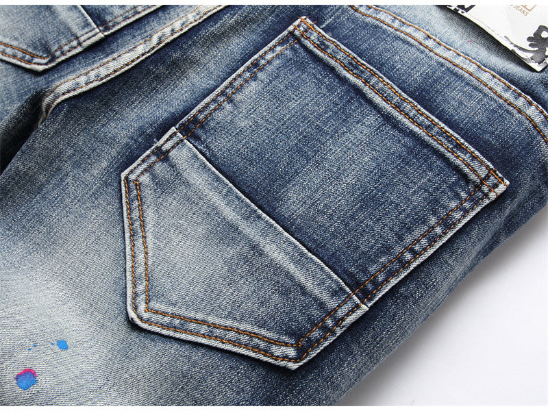 Rivets Bold Letter Slim Fit Jeans