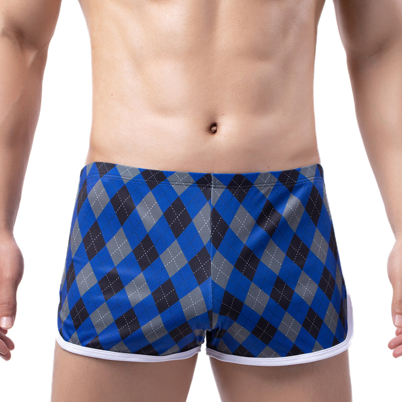 Breathable Plaid Low Waist Polyester Boxer