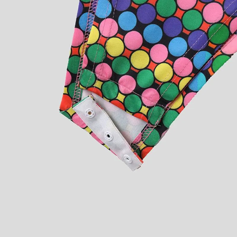 Dots Printing Colorful O-neck Bodysuit