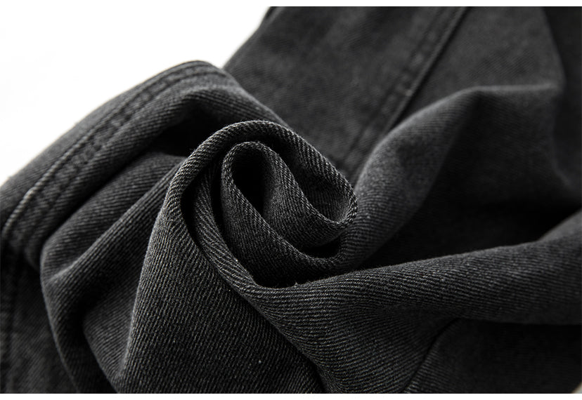 Solid Pockets Baggy Jeans