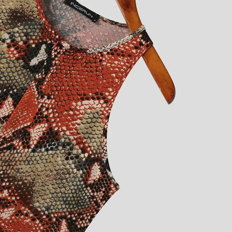 Animal Printing O-neck Sleeveless Bodysuit