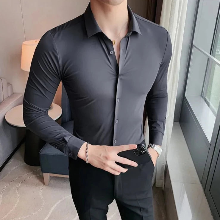 Casual Solid Elastic Seamless Shirt