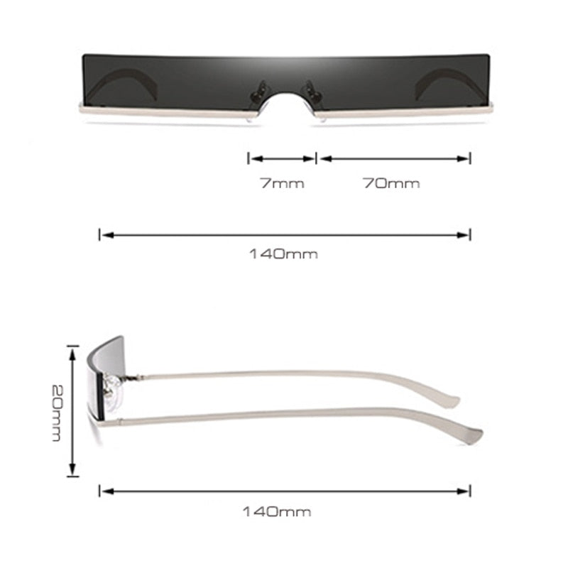 Fashion Half Frame Small Rectangle Sunglasses