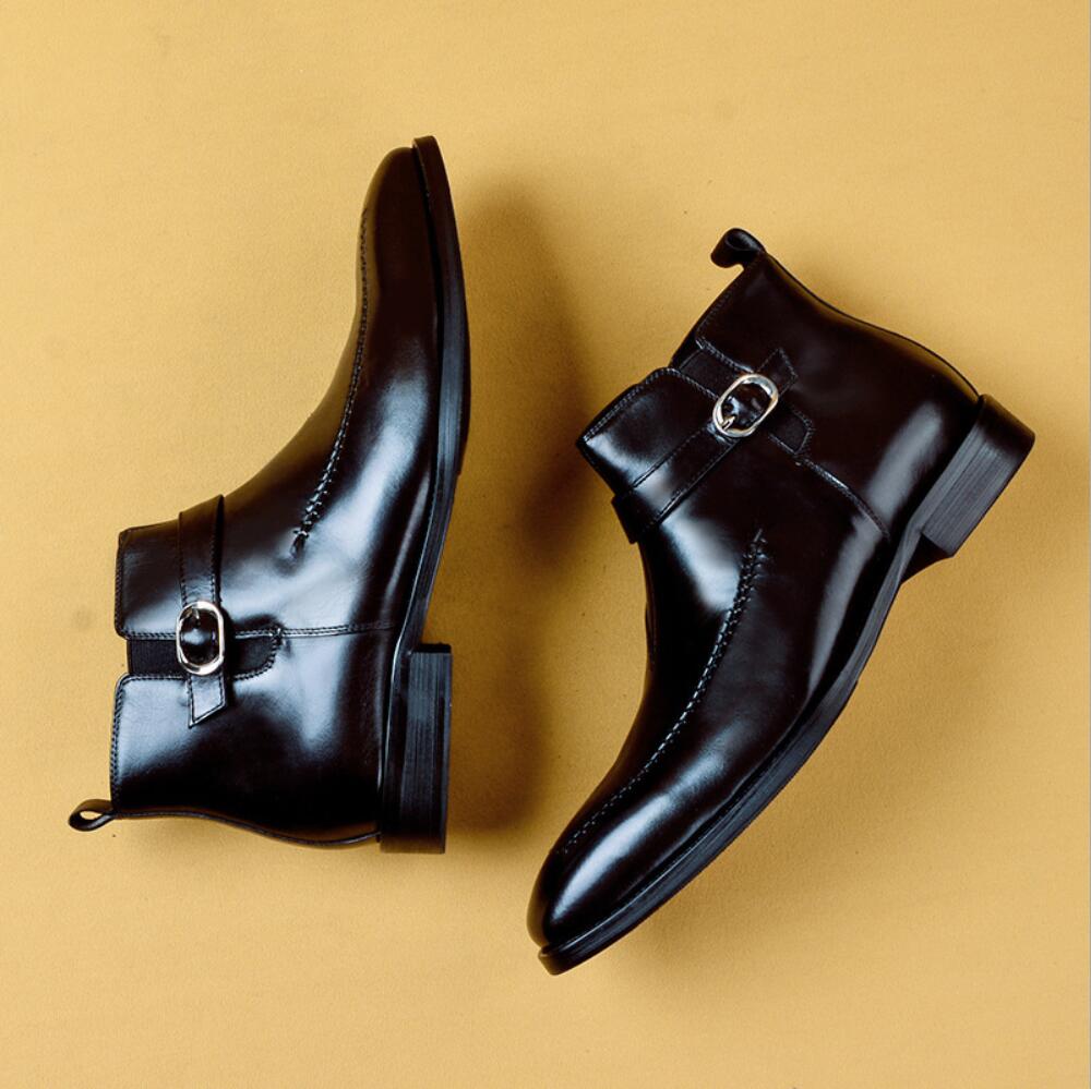 Bottines Chelsea en cuir véritable pour hommes bicolores
