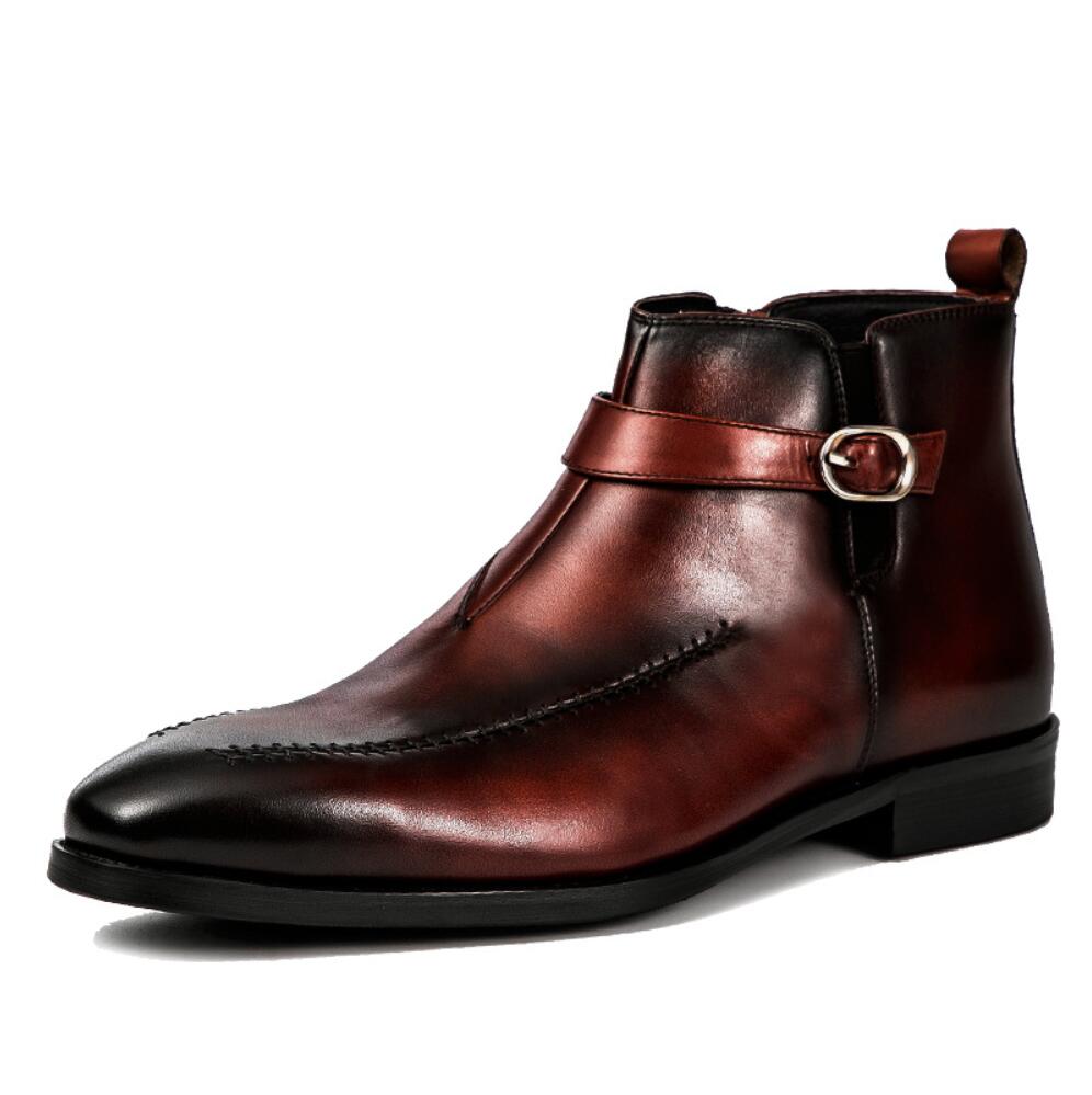 Bottines Chelsea en cuir véritable pour hommes bicolores