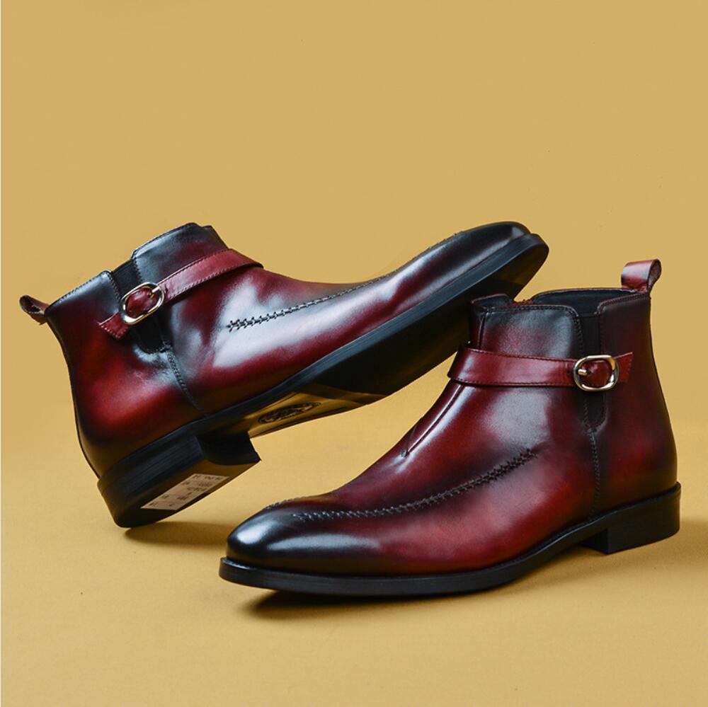 Bottines Chelsea en cuir véritable pour hommes bicolores