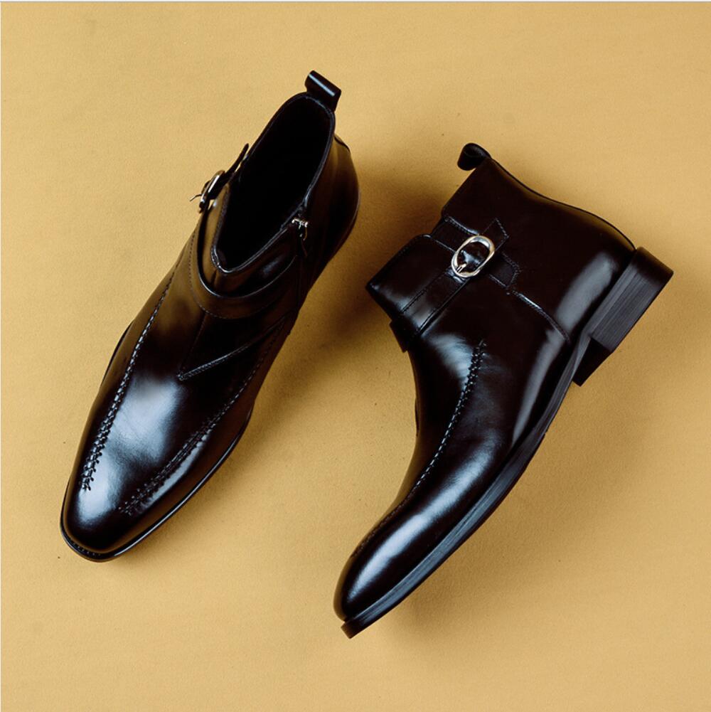 Bottines Chelsea en cuir véritable pour hommes bicolores