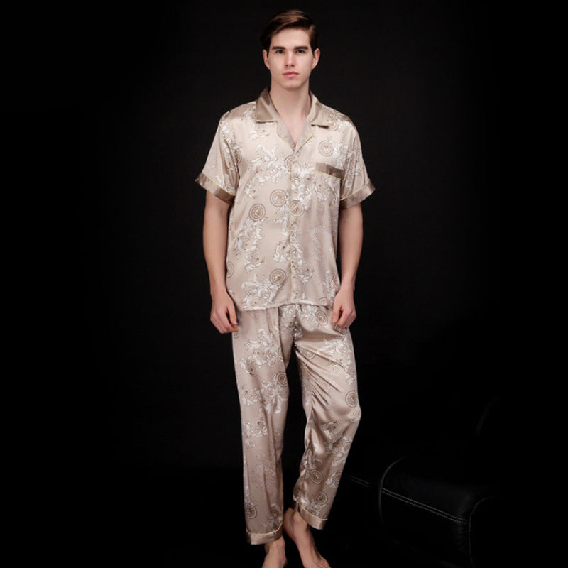 Chinese Dragon Printed Satin Silk Men Pajamas Set - FanFreakz
