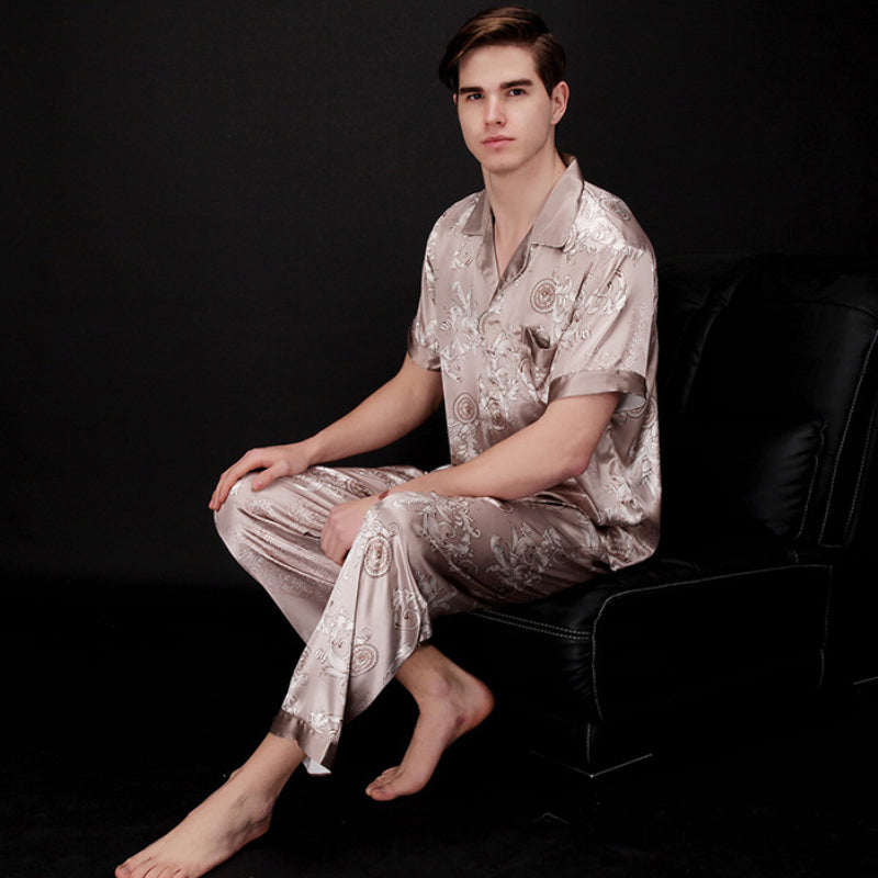 Chinese Dragon Printed Satin Silk Men Pajamas Set - FanFreakz