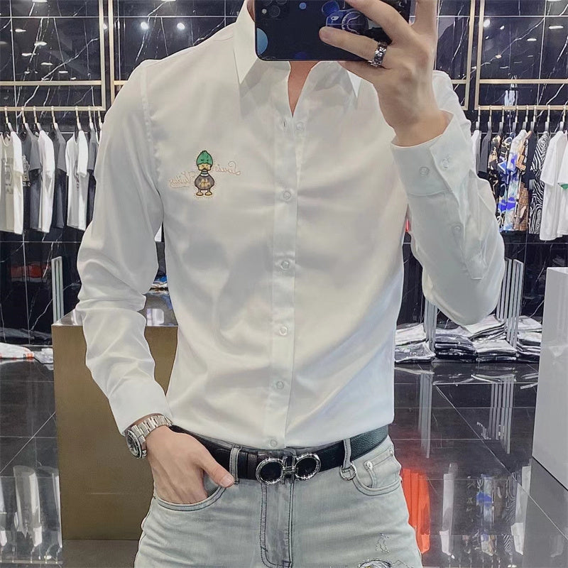 Camisa con estampado de pato y diamantes de imitación