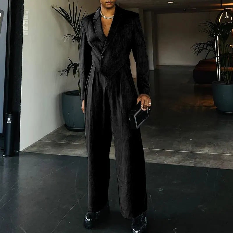 Solid Color Irregular Blazer Suit