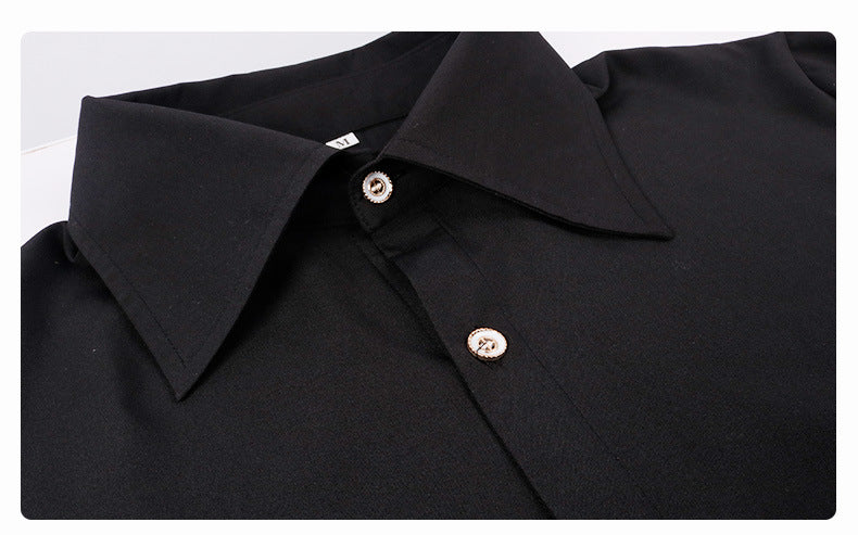 Solid Black Rock Polyester Shirt