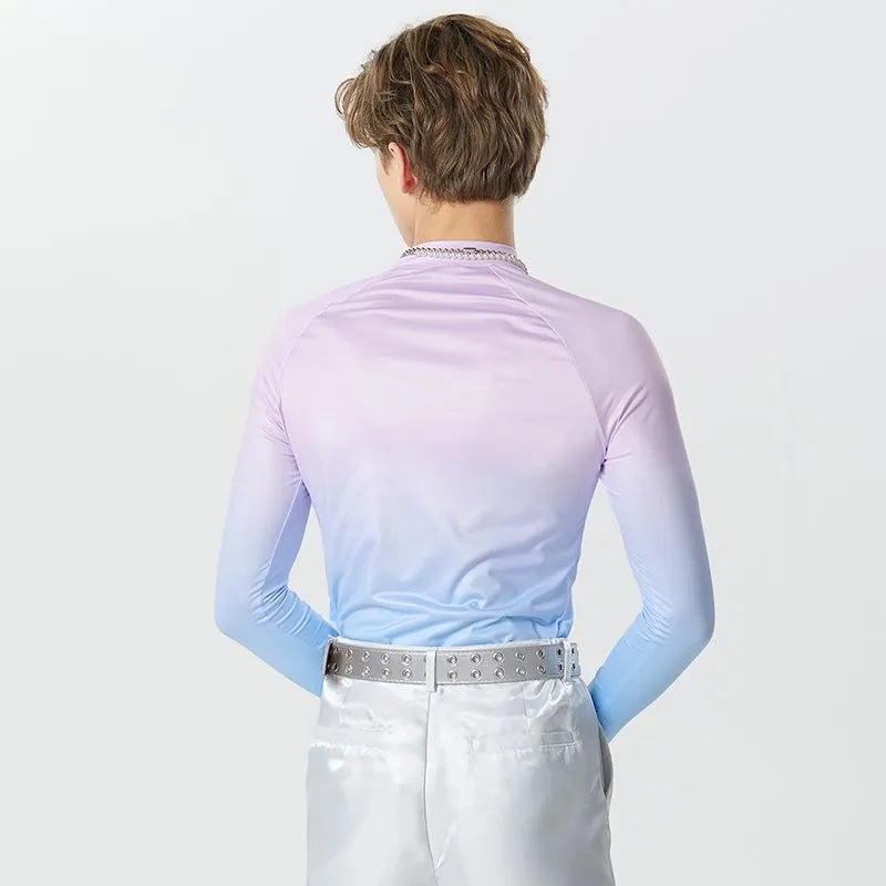 Tie Dye Gradient Color Zipper Bodysuit