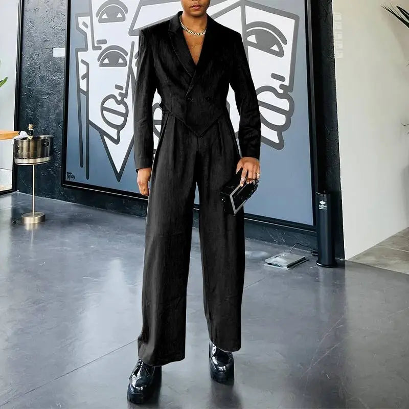 Solid Color Irregular Blazer Suit