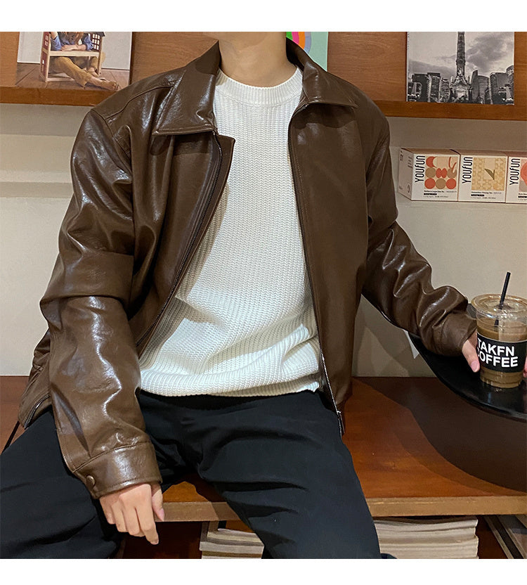 Loose Casual Pu Leather Jacket
