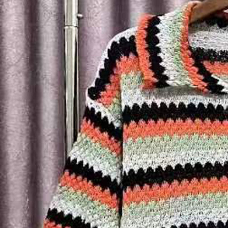 Retro Geometric Pattern Knitted Shorts Set