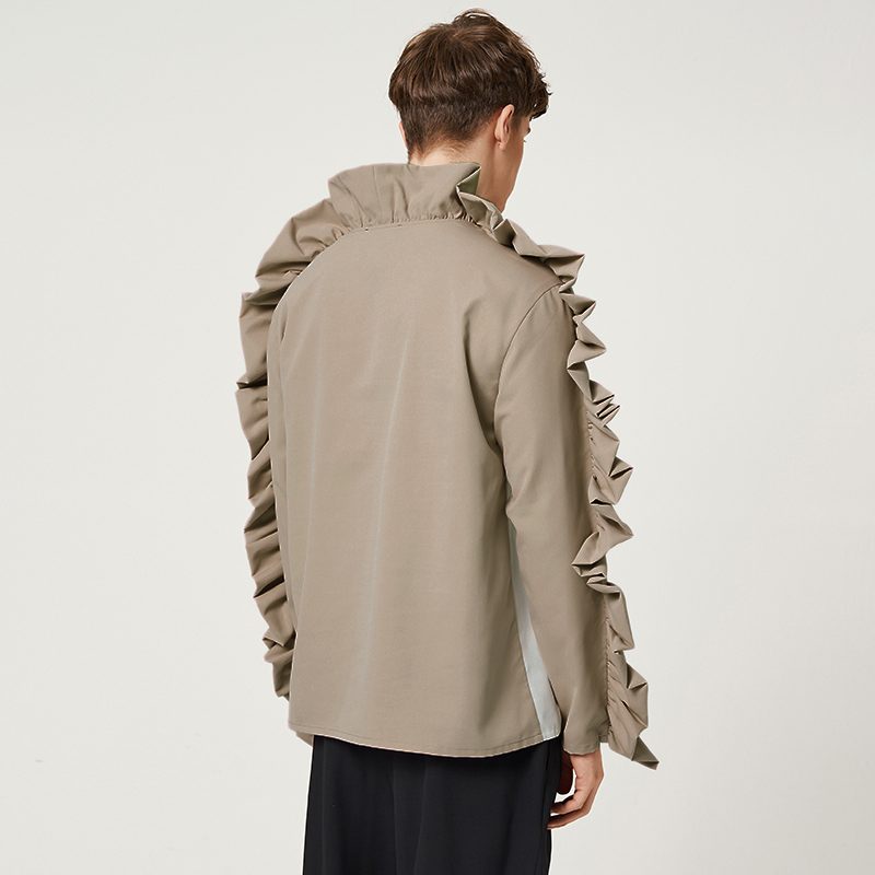 Solid Long Sleeve Ruffles T-Shirt