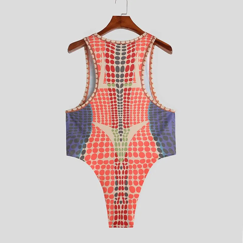 Dots Printing Colorful O-neck Bodysuit
