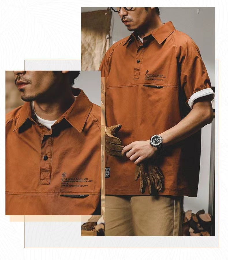 Safari Style Loose Solid Shirt
