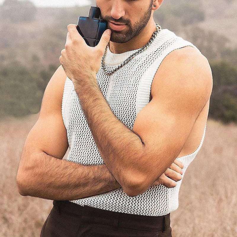 Camiseta sin mangas blanca sólida transparente de rejilla