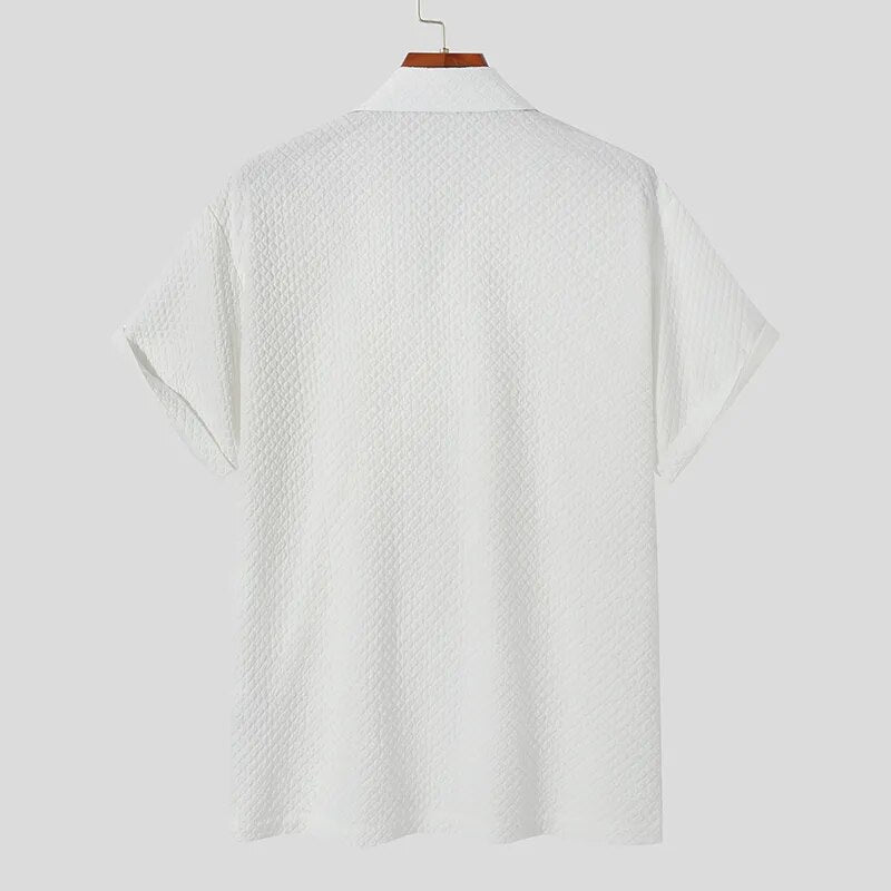 Geometric Subtle Patterned Notch Lapel Collar Shirt