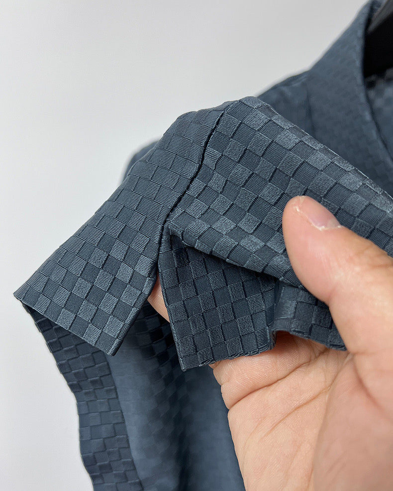 Anti-Wrinkle Checkered Letter Embroidery Polo Shirt