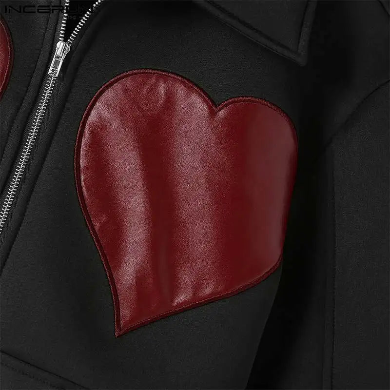 Fashion Love Pattern Patchwork Crop Jacket