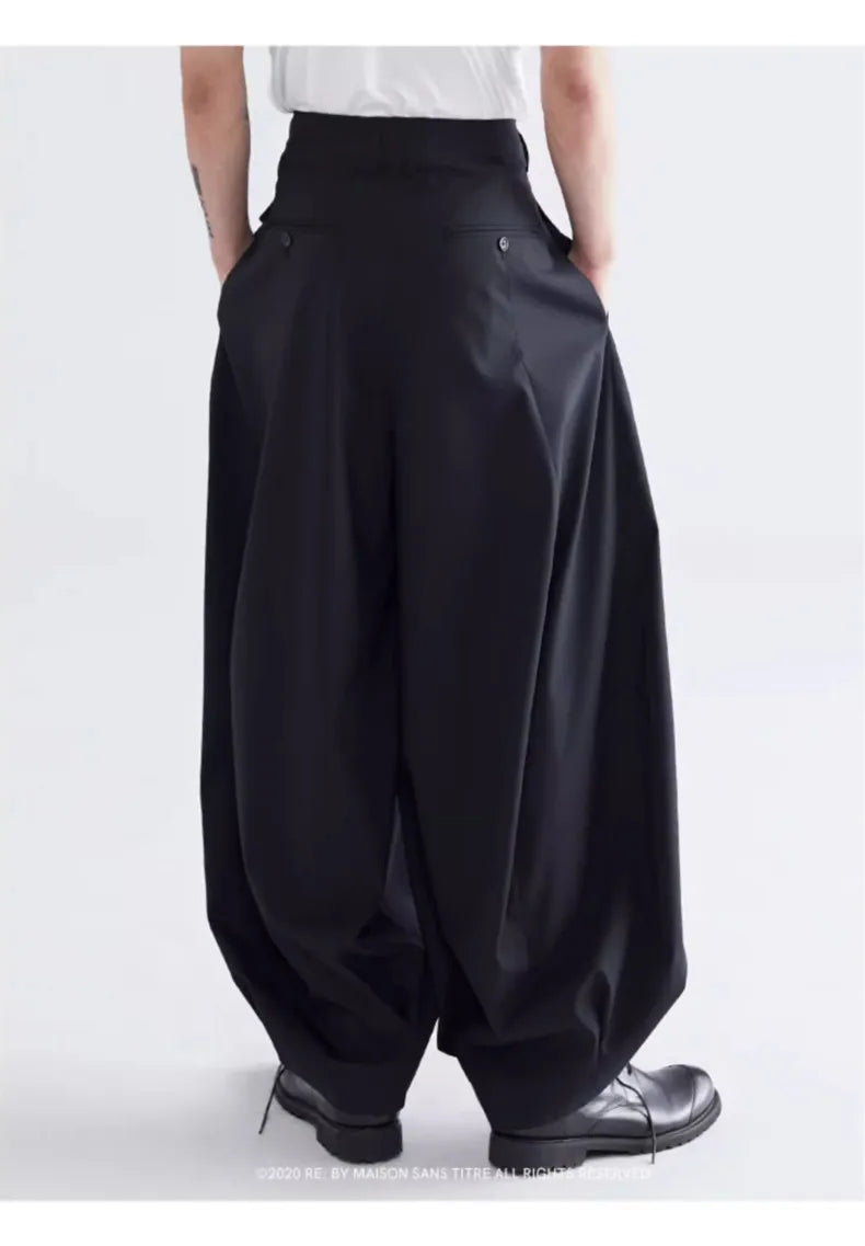 Loose Casual Black Lantern Baggy Pants