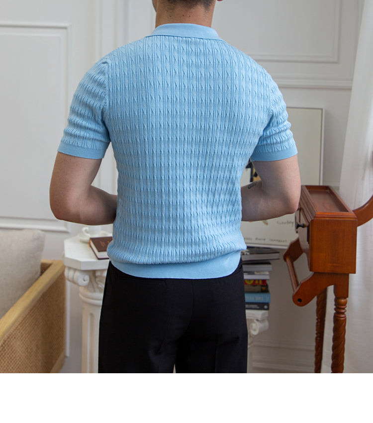 Chemise Viscose Géométrique Revers Jacquard