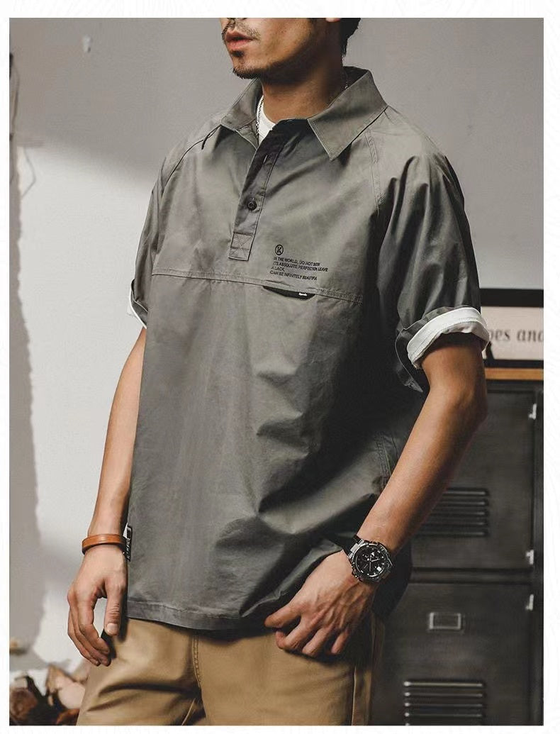 Safari Style Loose Solid Shirt