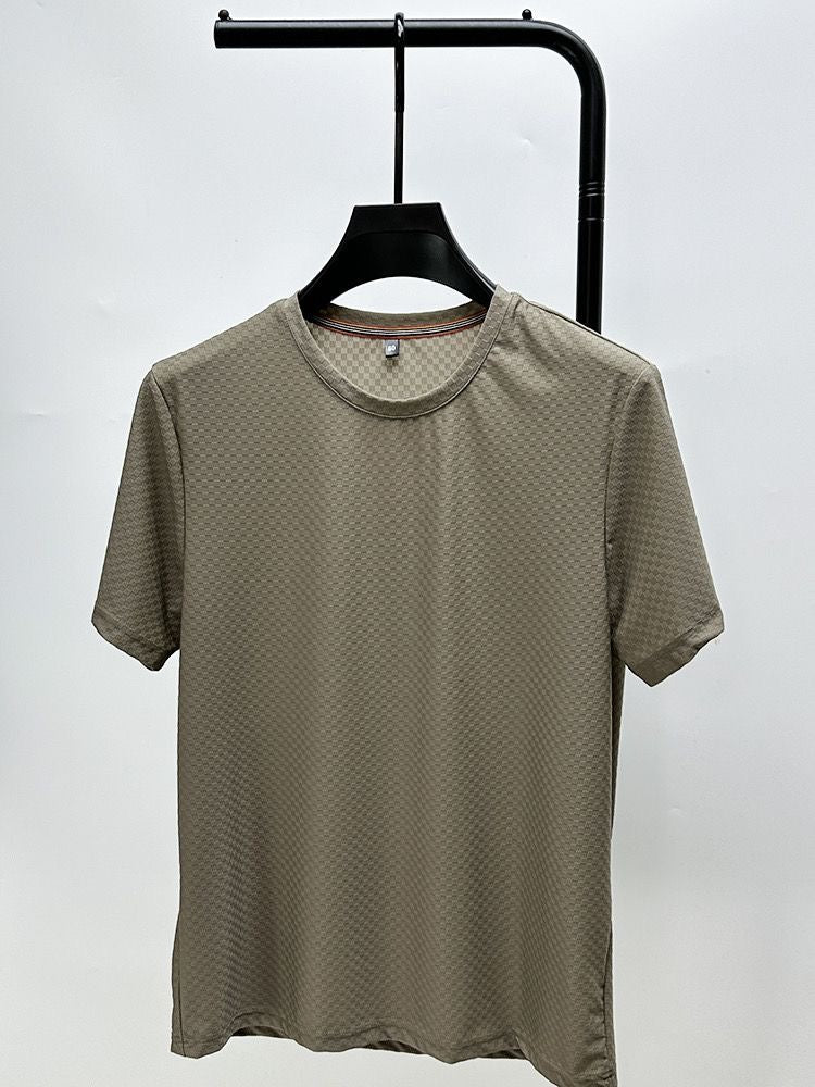 Checkered Waffle O-Neck T-Shirt