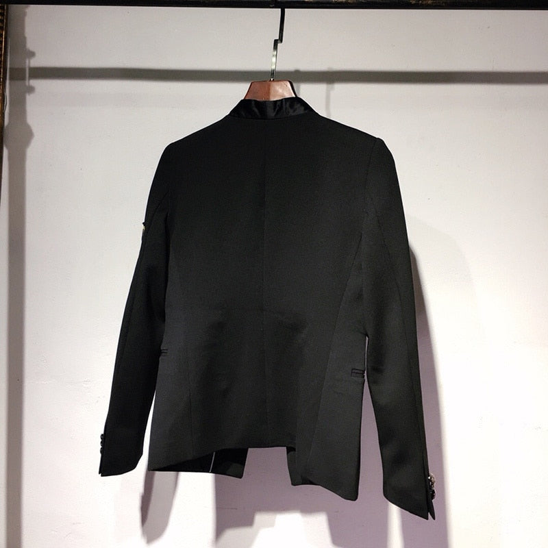 Black with Red Yellow Embroidery Badge Detail Men Blazer - FanFreakz