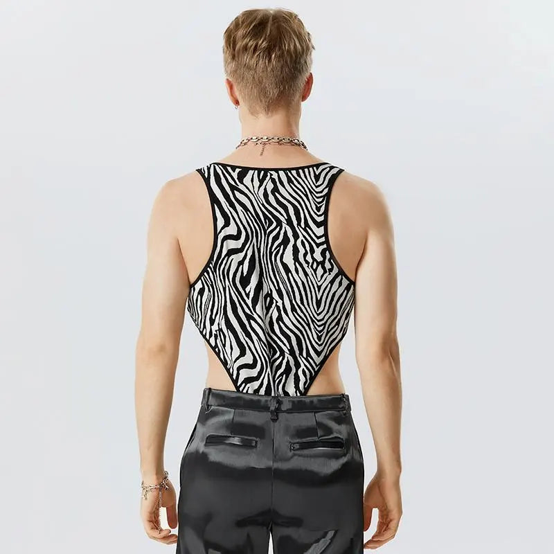 Animal Printing O-neck Sleeveless Bodysuit
