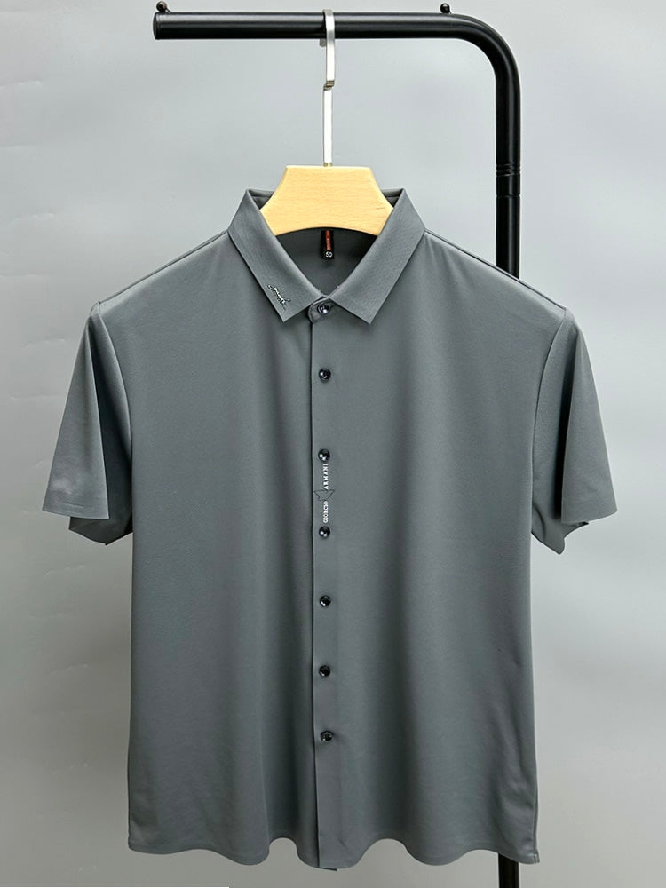Solid Color with Letter Decor Polo Shirt