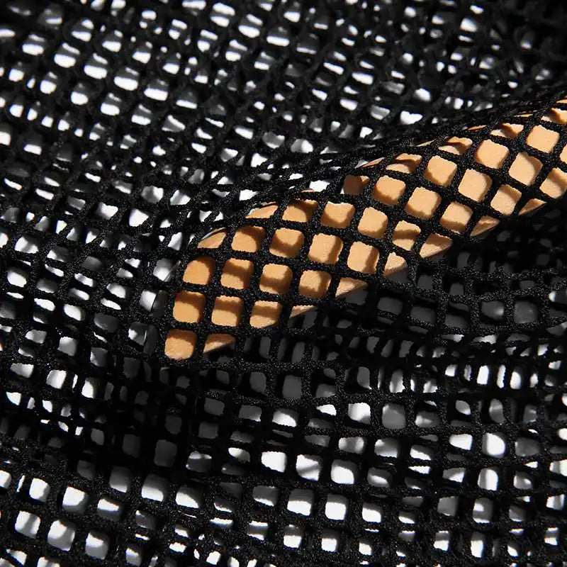 Mesh Patchwork Transparent O-neck Romper