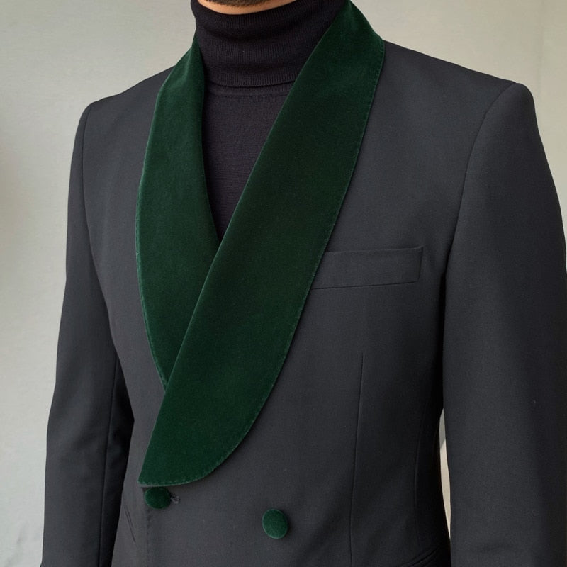 Groom Banquet Velvet Collar Slim Suit