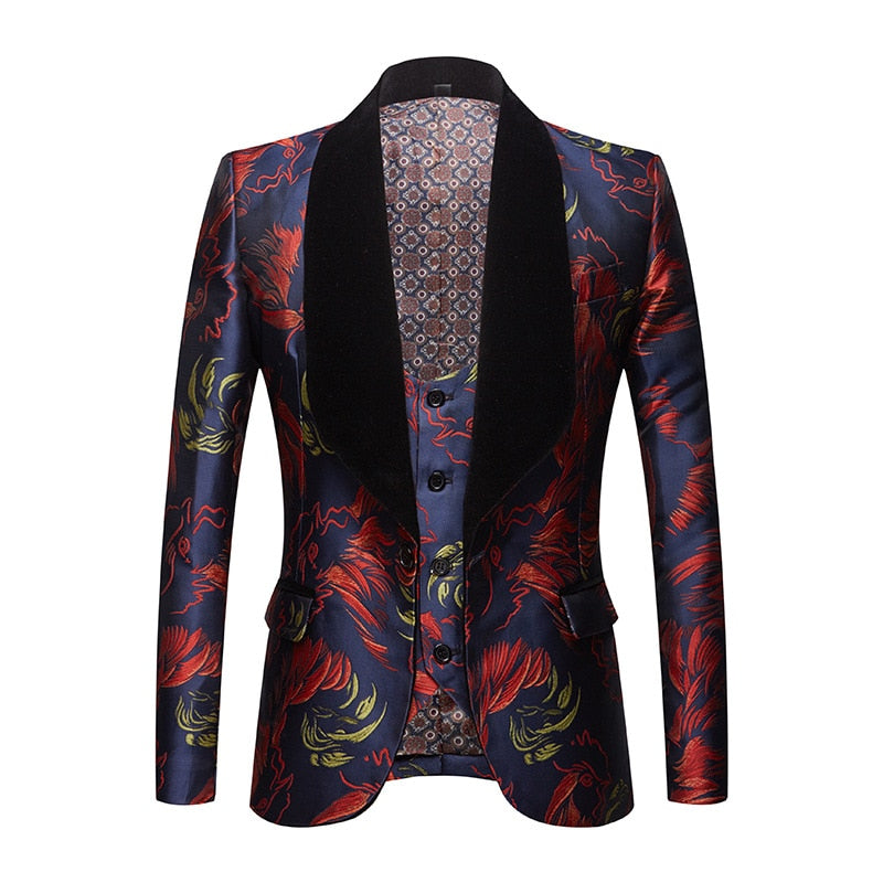 Tuxedo Big Shawl Lapel Three Pieces Costume Set Men Suit