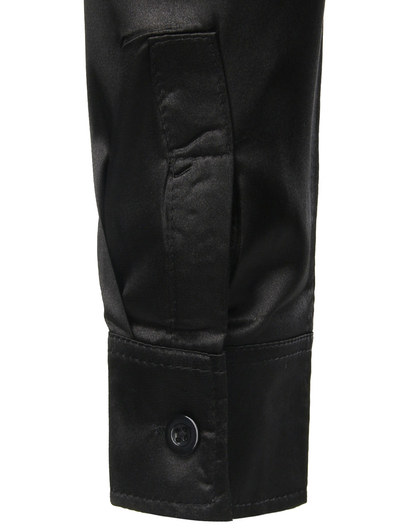 Chemise habillée en soie noire à sequins dorés brillants pour hommes