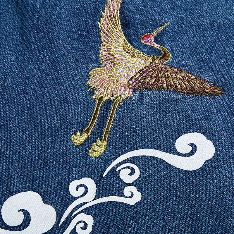 Oriental Pattern with HanZi Letter Details Men Jeans