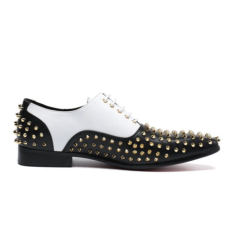 Classic Style Contrast Color Men Oxford Shoes with Rivets Details - FanFreakz