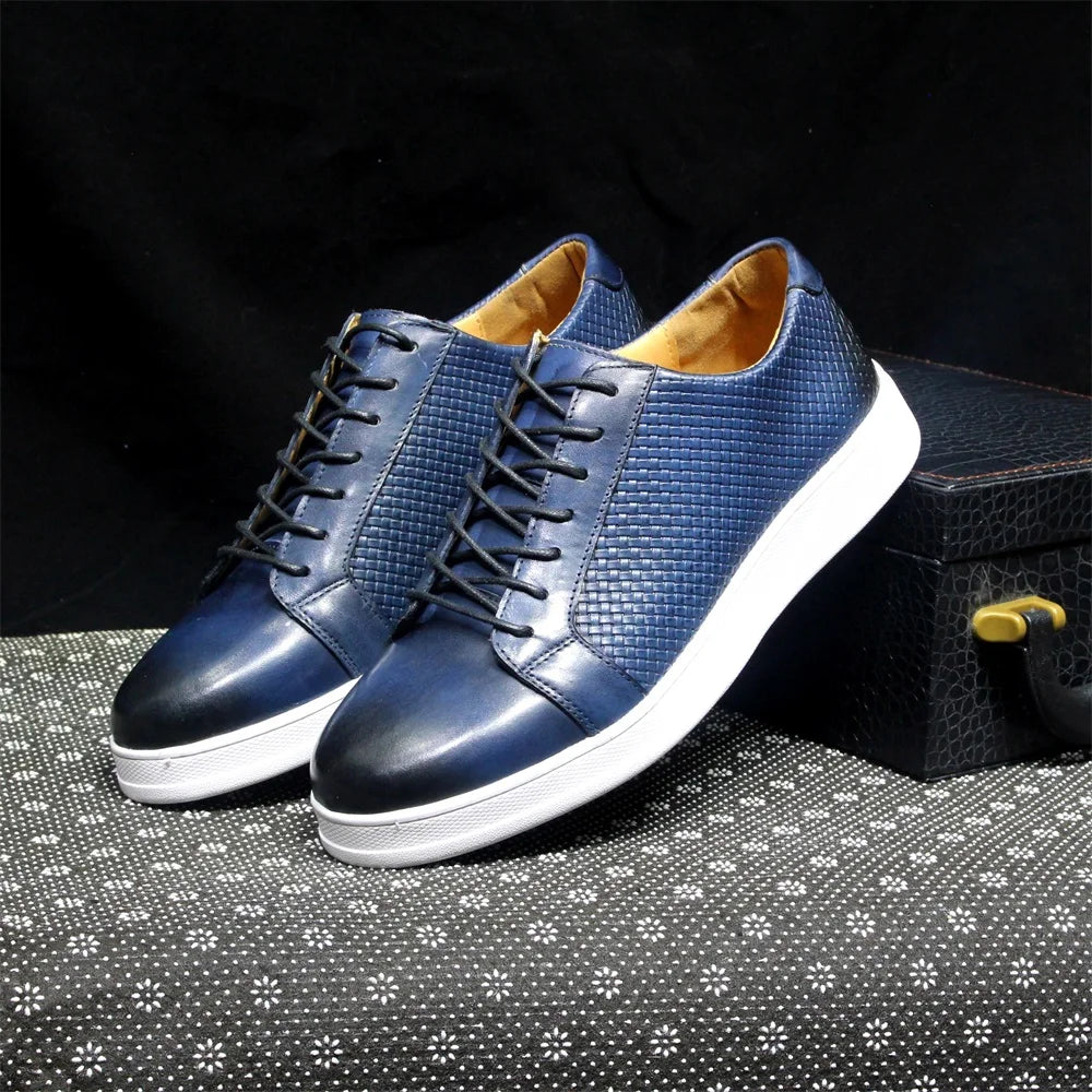 Genuine Leather Lace-Up Soft Sole Sneakers