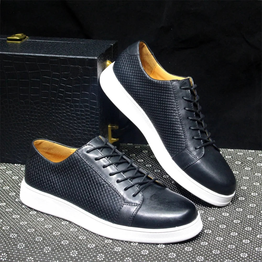 Genuine Leather Lace-Up Soft Sole Sneakers