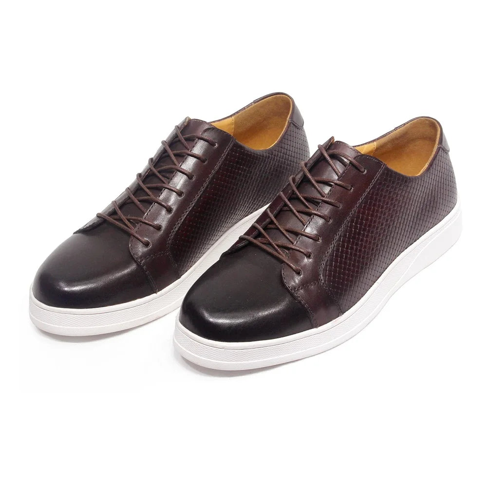 Genuine Leather Lace-Up Soft Sole Sneakers